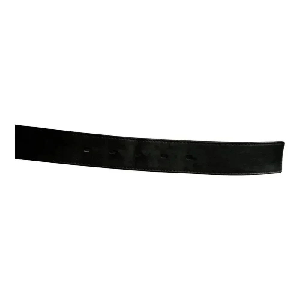 Ermenegildo Zegna Belt Leather Logo Buckle Black Men's 36 Italy - Picture 9 of 9